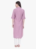 Cotton Silk Party Wear Kurti in Rose Pink Enhanced with Embroidered - 2