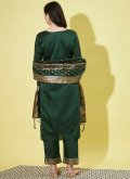 Cotton Silk Salwar Suit in Green Enhanced with Jacquard Work - 2