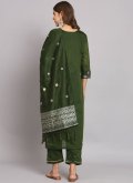 Cotton Silk Salwar Suit in Green Enhanced with Woven - 1