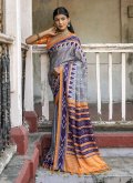 Cotton Silk Trendy Saree in Grey Enhanced with Printed - 3