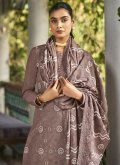 Cotton  Straight Salwar Kameez in Purple Enhanced with Embroidered - 1