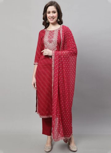 Cotton  Trendy Salwar Kameez in Pink Enhanced with