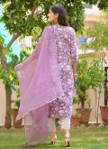 Cotton  Trendy Suit in Purple Enhanced with Designer - 2