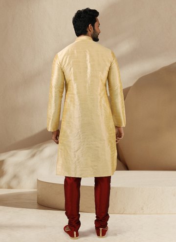 Cream Art Banarasi Silk Embroidered Kurta Pyjama