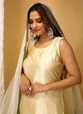 Cream Art Silk Lace Salwar Suit for Ceremonial - 1