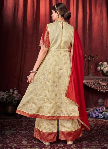 Cream Art Silk Woven Trendy Salwar Suit
