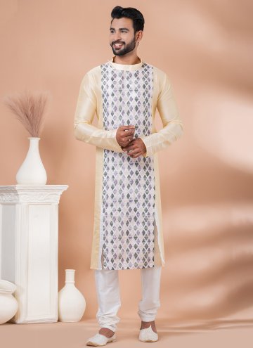 Cream Banarasi Fancy work Kurta Pyjama