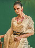 Cream Classic Designer Saree in Silk with Woven - 1