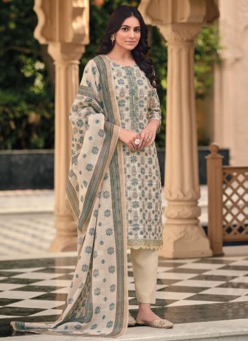 Cream color Cotton  Salwar Suit with Printed