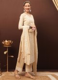 Cream color Crystal Chiffon Pakistani Suit - 2