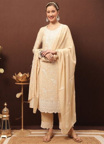 Cream color Crystal Chiffon Pakistani Suit
