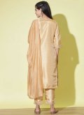 Cream color Embroidered Silk Blend Salwar Suit - 1