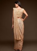 Cream color Faux Georgette Trendy Saree with Sequins Work - 1