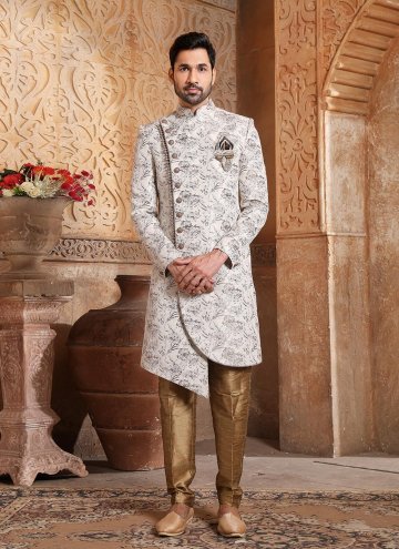 Cream color Jacquard Work Imported Indo Western