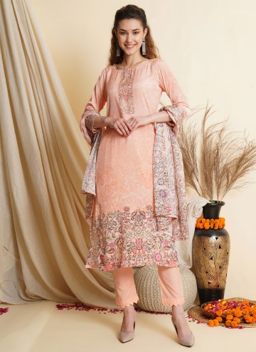 Cream color Tussar Silk Trendy Salwar Suit with Di