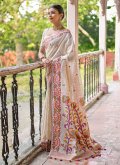Cream color Woven Cotton  Trendy Saree - 3