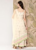 Cream Crepe Silk Floral Print Readymade Anarkali Salwar Suit - 1