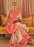 Cream Designer Saree in Handloom Silk with Woven - 1