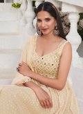 Cream Georgette Embroidered Trendy Salwar Suit for Ceremonial - 1