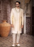 Cream Indo Western in Art Silk with Embroidered - 2