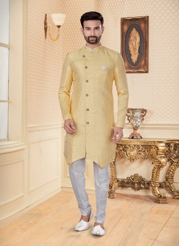 Cream Jacquard Embroidered Indo Western for Ceremonial