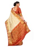 Cream Kanjivaram Silk Woven Designer Saree for Party - 1