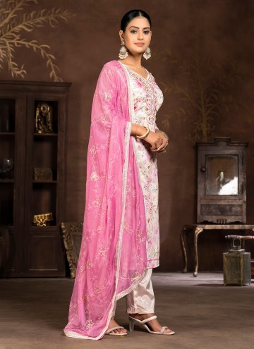 Cream Organza Hand Work Palazzo Suit for Ceremonial