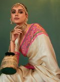 Cream Trendy Saree in Kanjivaram Silk with Border - 1