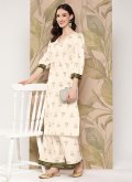 Crepe Silk Designer Kurti in Cream Enhanced with Floral Print - 2