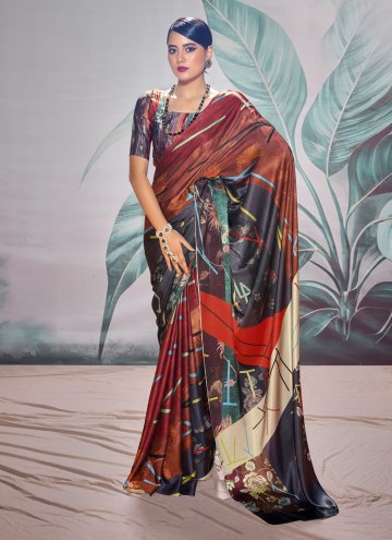 Crepe Silk Designer Saree in Multi Colour Enhanced with Digital Print