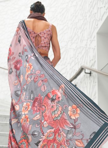 Crepe Silk Designer Saree in Multi Colour Enhanced with Digital Print