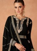 Dazzling Black Georgette Embroidered Gown for Ceremonial - 1
