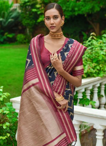 Dazzling Blue Handloom Silk Woven Classic Designer Saree for Ceremonial