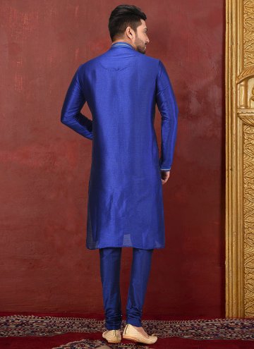 Dazzling Blue Malbari Silk Embroidered Kurta Pyjama for Ceremonial