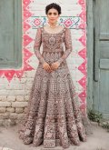 Dazzling Brown Net Embroidered Gown - 2