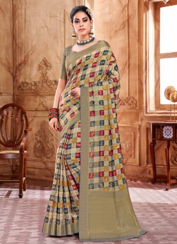 Dazzling Digital Print Art Silk Multi Colour Trendy Saree
