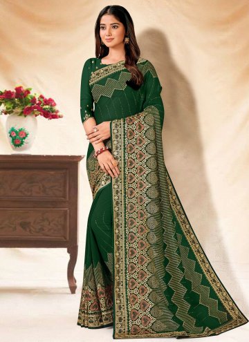 Dazzling Embroidered Georgette Green Classic Desig