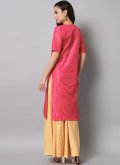 Dazzling Foil Print Poly Silk Pink Party Wear Kurti - 2