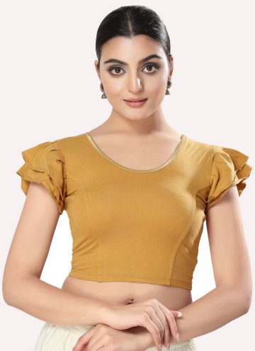 Dazzling Gold Cotton Lycra Plain Work  for Casual