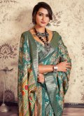 Dazzling Gota Work Silk Green Trendy Saree - 1