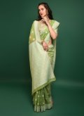 Dazzling Green Banarasi Woven Classic Designer Saree - 1