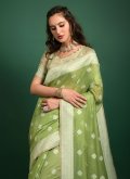 Dazzling Green Banarasi Woven Classic Designer Saree - 2