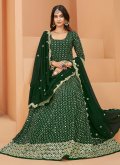 Dazzling Green Faux Georgette Embroidered Floor Length Leyered Salwar Suit - 2