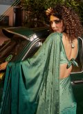 Dazzling Green Georgette Satin Swarovski Designer Saree - 1