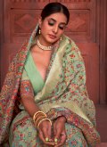 Dazzling Green Pashnima Silk Woven Casual Saree for Ceremonial - 1