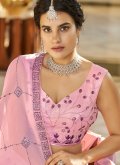 Dazzling Lavender Art Silk Embroidered Designer Long Lehenga Choli for Engagement - 1