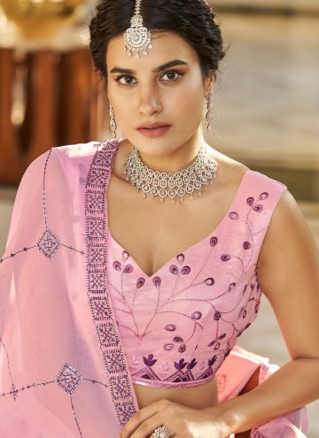 Dazzling Lavender Art Silk Embroidered Designer Long Lehenga Choli for Engagement