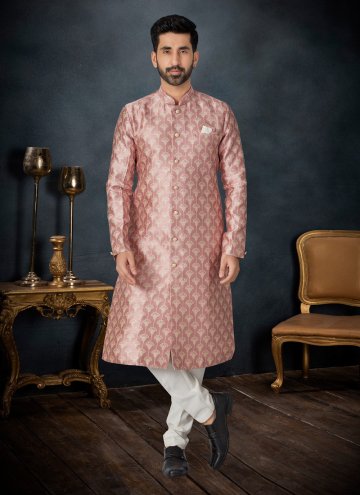 Dazzling Mauve Banarasi Jacquard Embroidered Kurta Pyjama