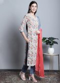 Dazzling Multi Colour Cotton  Embroidered Salwar Suit - 1