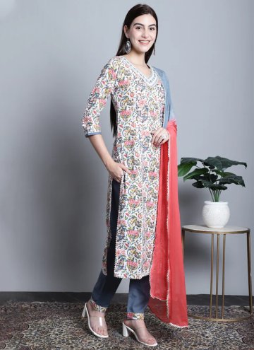 Dazzling Multi Colour Cotton  Embroidered Salwar Suit